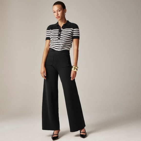 NWT!! J. CREW Sailor Sweater Trouser Tencel Lyocell Blend Knit Solid Black XL - Picture 1 of 16